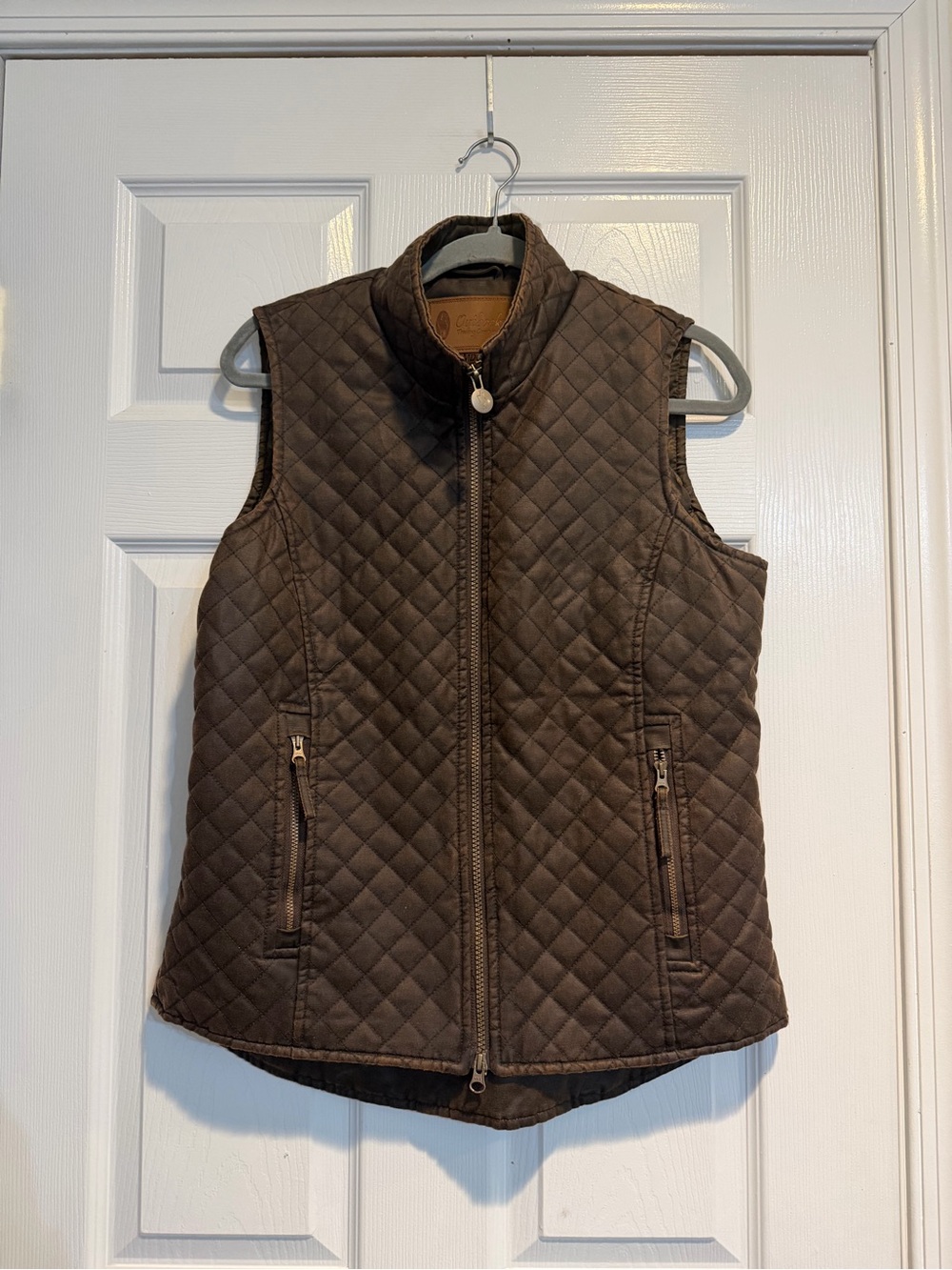 Women's Quilted Brown Vest with Full Zip
